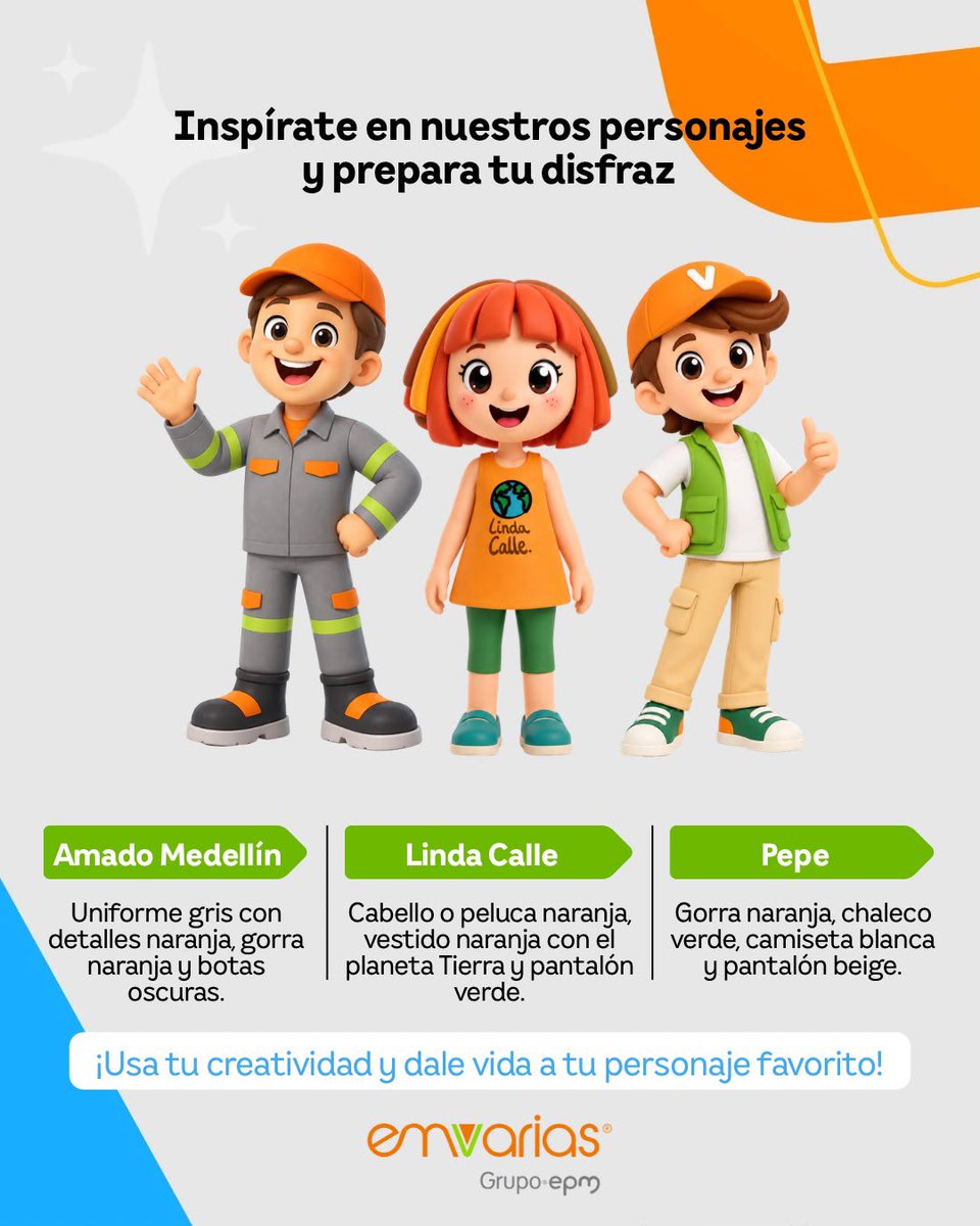 Emvarias's tweet photo. 🎃🧡 ¡Halloween en mood Qué Linda Calle!

Que los niños vivan una experiencia mágica, llena de diversión y amor por Medellín, ¡caracterizando a los personajes que cuidan nuestras calles! 🧹✨

¡Inscríbelos aquí! 👇
https://t.co/Jx2YG4z5F3 https://t.co/Es66HMrv4L