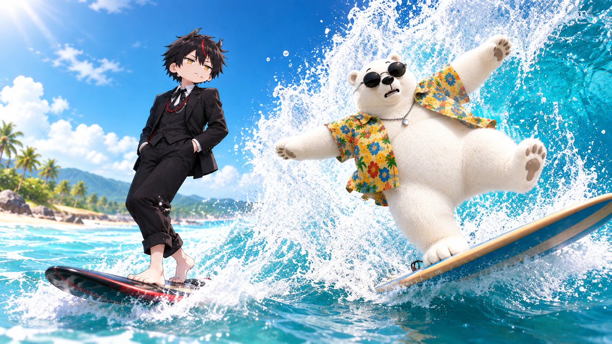 hendrix_mazo's tweet photo. CONSO Beach Adventure 🌊

The sun was shining bright, the waves were perfect, and two legendary figures decided to take over the beach.

Everything was going smoothly… until a massive wave rolled in.

Suddenly, the bear was struggling to keep his balance claws flailing everywhere with his own surfboard turning into his worst enemy.

Yet, somehow, his sunglasses stayed perfectly in place.
He might have lost his balance, but he never lost his cool 😭

I just glanced at him, as if to say:

"First time, huh?"

Two completely contrasting energies: one effortlessly cool, the other a polar bear an absolute mess.

The result?
An unforgettable beach adventure.

Remember: You might lose your balance, but NEVER lose your cool 🗿

What do you think they should try next?
Beach volleyball or jet skiing?

@conso_xyz