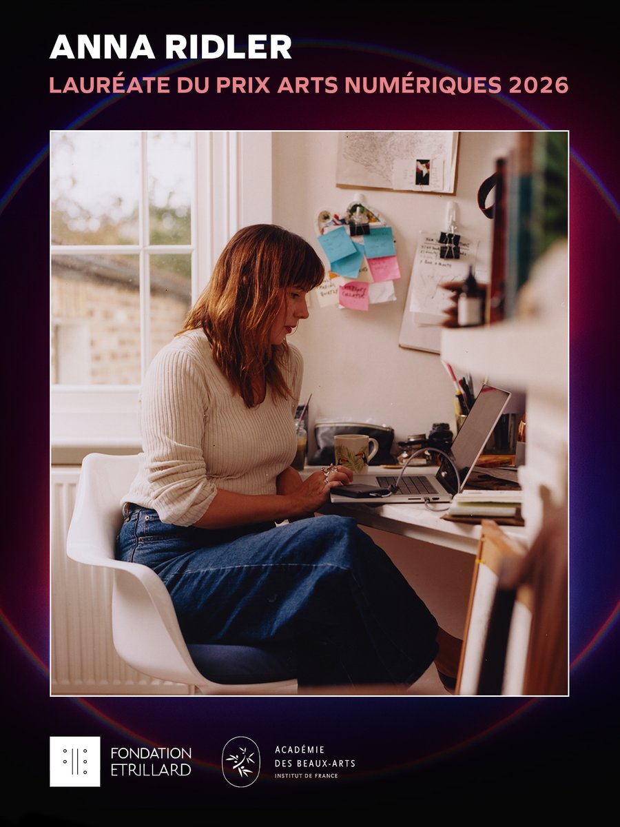AcadBeauxarts's tweet photo. Anna Ridler ("Circadian Nocturne"), lauréate du Prix Arts numériques Fondation Etrillard–Académie des beaux-arts 2026 ! Les finalistes de cette année sont Holly Herndon &amp; Mathew Dryhurst ("Starmirror") et Alexandra Daisy Ginsberg ("Pollinator Pathmaker") : https://t.co/BQHoFoqnoh https://t.co/yZYFd9IHsm