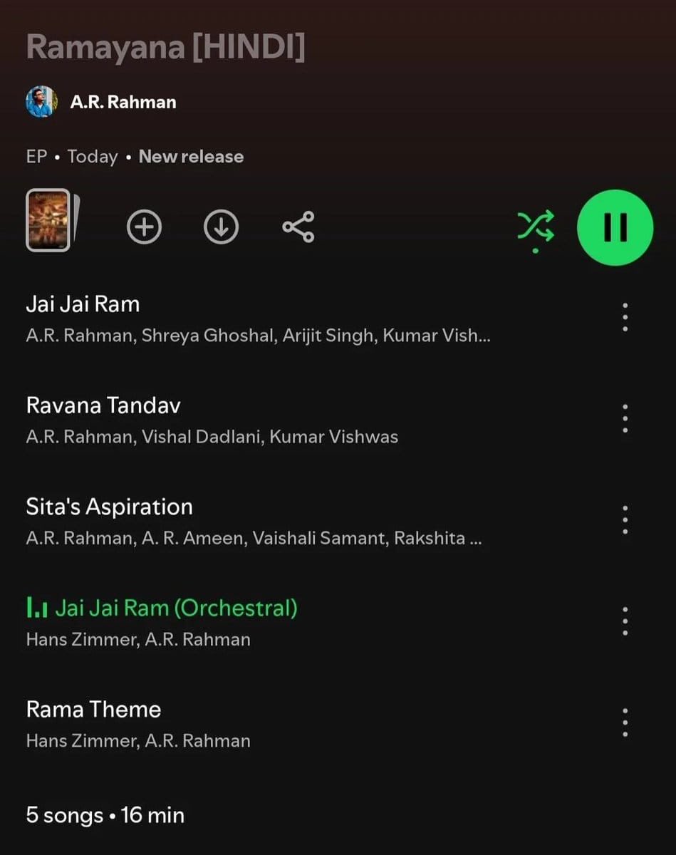 KrishnaTalks95's tweet photo. Be honest! ЁЯСАЁЯО╢
Rate the #Ramayana album out of 10!
For me, it's an 8/10 тЭдя╕ПЁЯФе The music is beautiful, but the lyrics could have been much stronger.
What's your rating? ЁЯП╣ЁЯЪй
#Ramayana #ARRahman #HansZimmer #KumarViswas https://t.co/ZUstEHxkR4