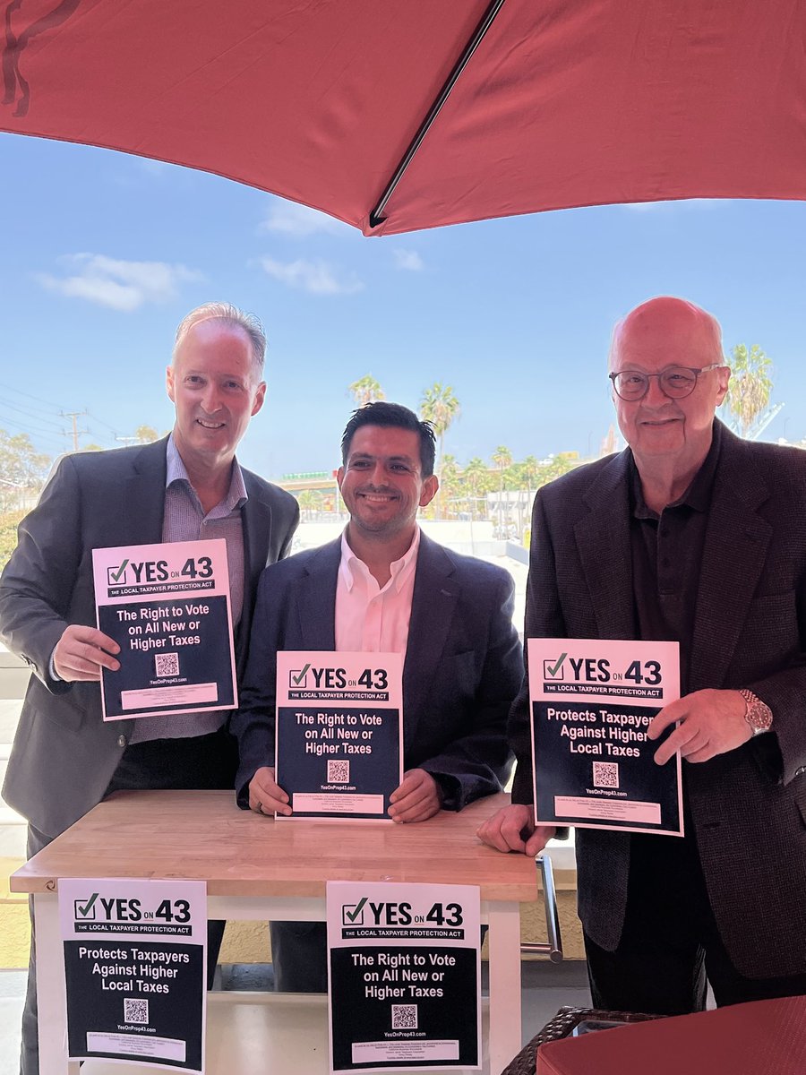 CypressChamber's tweet photo. Cypress Chamber Board VP Tim Keenan along with Hawthorne Sch. Dist. Trustee Sergio Mortara &amp; former Rancho PV Mayor John Cruikshank spoke at a press conference in support of Prop 43. It protects taxpayers to make sure tax increases have broad support. 

https://t.co/YEzMzXhZrU https://t.co/2JwL0bnbEe