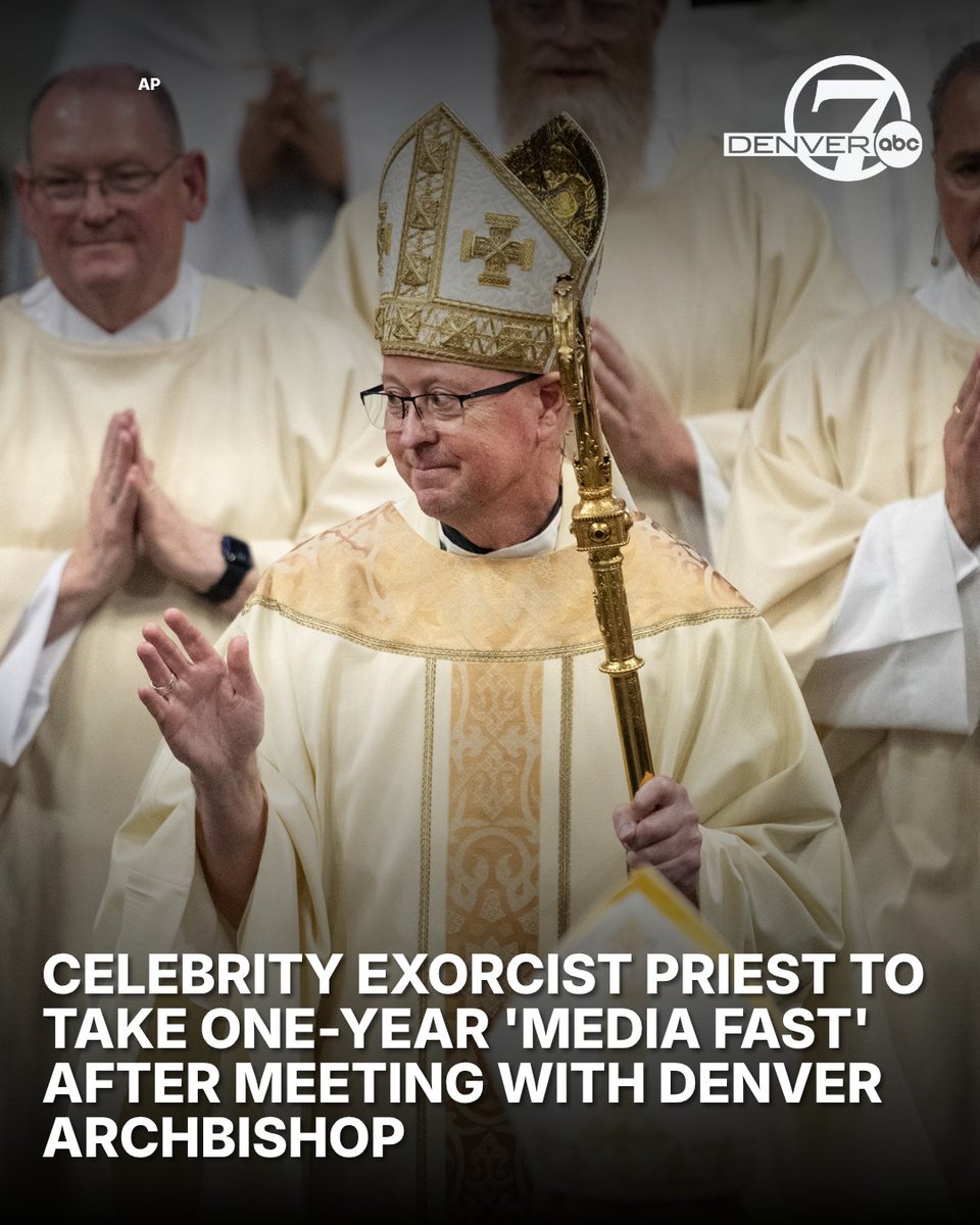 DenverChannel's tweet photo. At the urging of his archbishop, a prominent Catholic exorcist in the Denver Archdiocese is taking a one-year break from public speaking and interviews which have garnered millions of views on social media.

Read the full story by going to the link in our bio. https://t.co/nONL8IVGs1