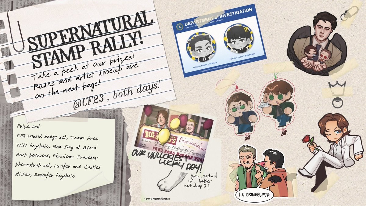sloanesmortuary's tweet photo. [CF23 SUPERNATURAL STAMP RALLY]

Hunters! The night is closing in... are you ready for the hunt of your life?

Check out this post to take a peek at the bountiful prizes and to prepare for the long hunt! 💥🗡️ 

(1/3) https://t.co/hqrvmaZpLk