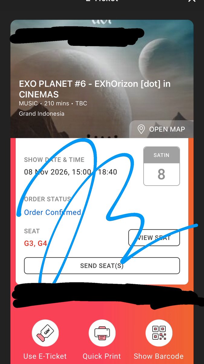 Roseavocadoo's tweet photo. WTS CGV EXO EXHORIZON DOT LIVE 
GRAND INDONESIA SATIN
2 tiket
Rp 523.980 + 40k fee

Dm ya
Harus ambil 2 tiket https://t.co/tI0B7R84Ty