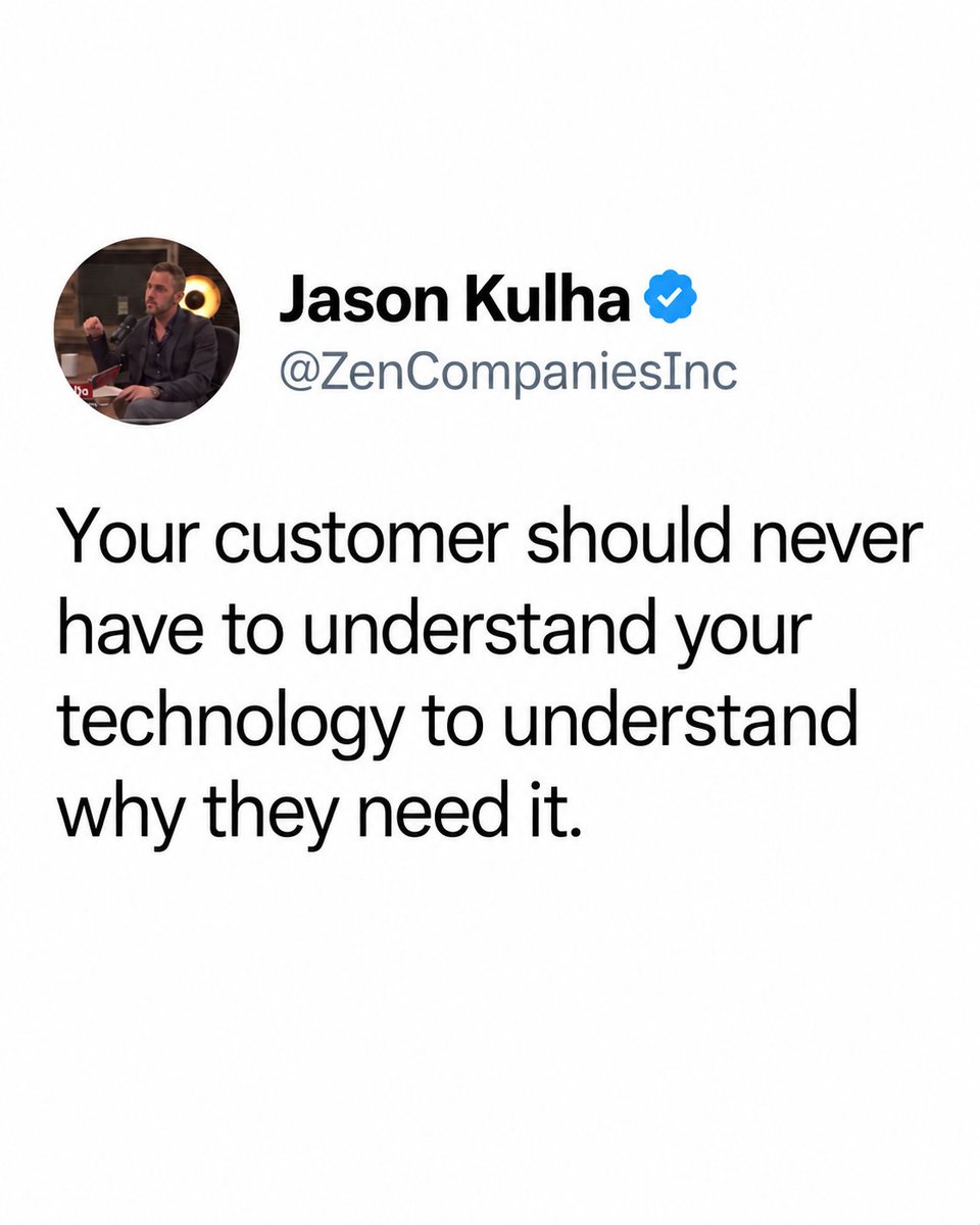 ZenCompaniesInc's tweet photo. Your customer should never have to understand your technology to understand why they need it. https://t.co/9G3ub0QXrG