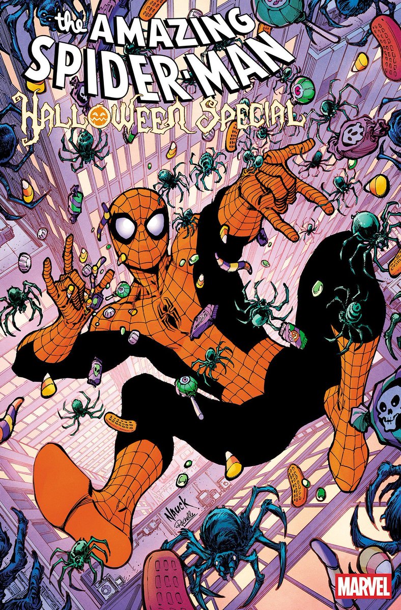 nx1comics's tweet photo. One Spider-Man Halloween Special, three covers: Hawthorne regular, Paco Medina variant, Todd Nauck variant. Hallows' Eve is attempting her biggest heist yet (Oct. 21). Which one are you taking? https://t.co/T66ThhvUeR https://t.co/zjxHiWL4V9