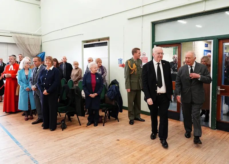 BarkJack_'s tweet photo. Disaster survivor Jeff Edwards has just spoken at the community centre, thanking the royals for their support.

He was the last child to be brought out alive, after rescuers spotted his white hair in the rubble.

Here he is with King Charles (right) https://t.co/oOrduKvpkA