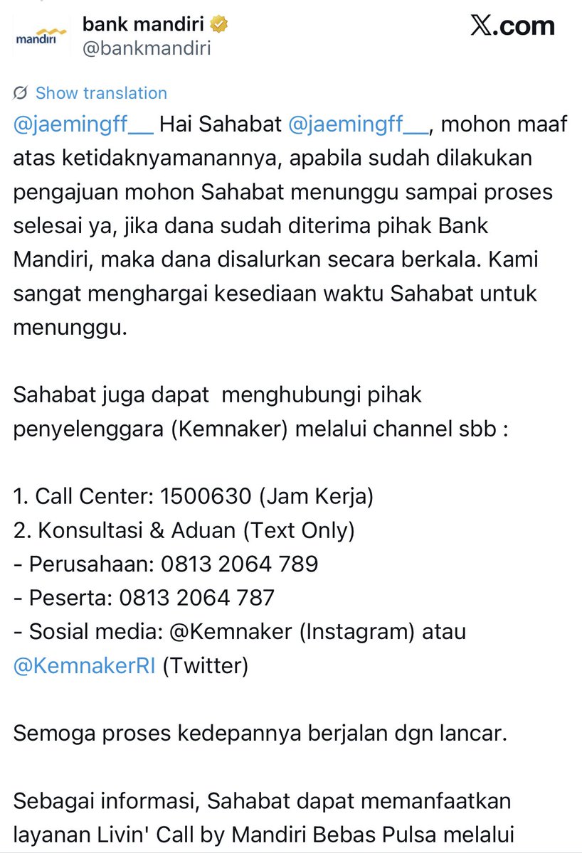 jaemingff__'s tweet photo. daritadi diliat liat jawabannya template terus ya :) just reminder dari instansi SUDAH mengajukan pengajuan uang saku dari kemarin tepat waktu. @bankmandiri https://t.co/Rw3q3feg5x