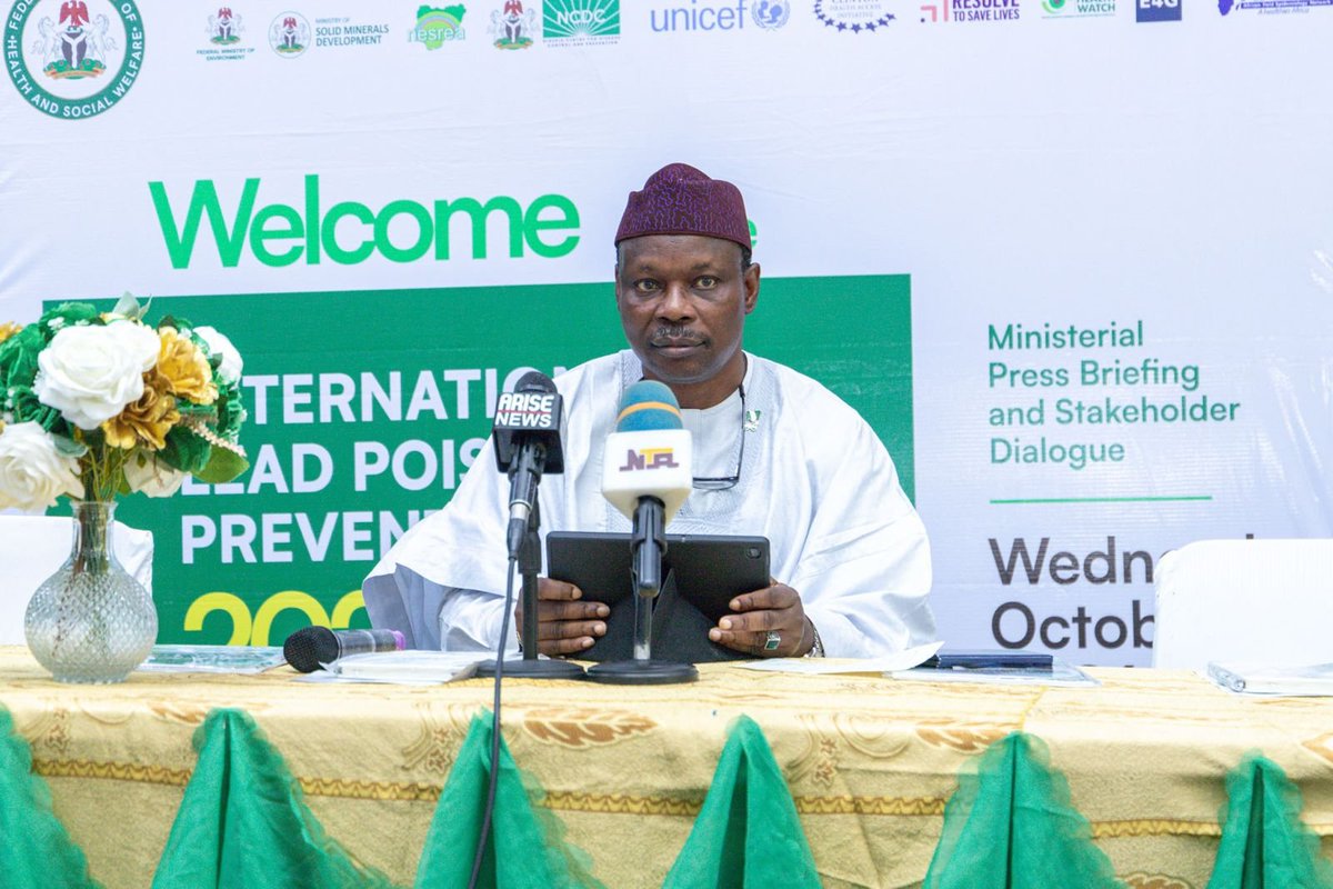 nighealthwatch's tweet photo. In his remarks, Minister of State for Health and Social Welfare, Dr @SalakoIziaq, highlighted the scale of lead exposure in Nigeria, noting that an estimated 80 million children are exposed. 

He stressed that children, pregnant women and women of childbearing age are particularly vulnerable to its harmful effects, making prevention a critical public health priority.

#LeadPoisoningPreventionWeek #LeadFreeNaija
@Fmohnigeria