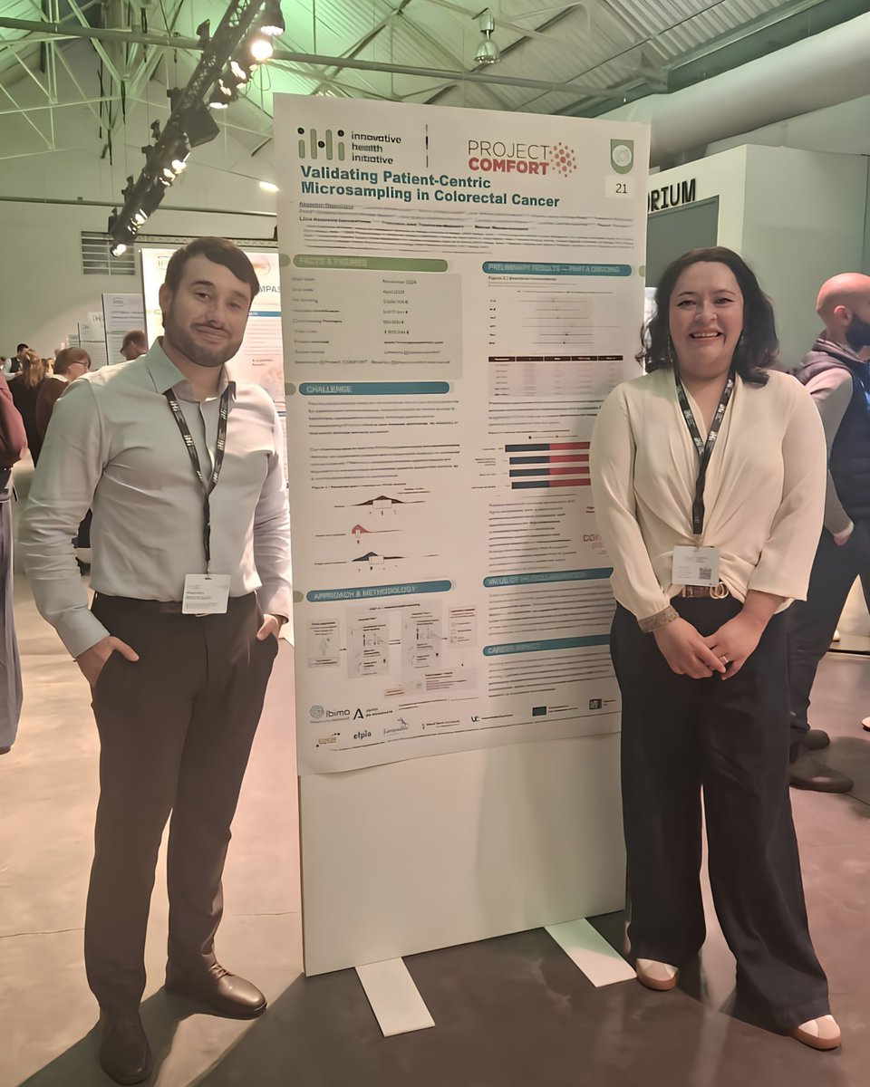 _ibima's tweet photo. 🌍🩸 ¡#IBIMA presente en el #IHIForum2026 de Bruselas con el proyecto europeo #ProjectCOMFORT!

Los investigadores Alejandro Rego y Libia A. García muestran los avances liderados desde #Malaga por @ManuelMacasGon1 en micromuestreo sanguíneo para pacientes con #CáncerColorrectal. https://t.co/CH7gyZGO0F