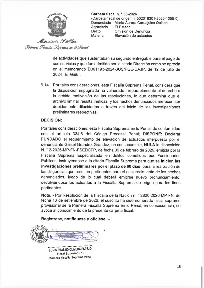 tokyogorepolice's tweet photo. La Fiscalía Suprema investigará a la procuradora general del Estado, María Caruajulca, por omisión de denuncia. La PGE tenía listo un proyecto para denunciar a la excongresista Kelly Portalatino por el caso "Vivezas de Kelly", pero Caruajulca lo descartó. Vía @elfoco_pe https://t.co/yV28OJMZGM