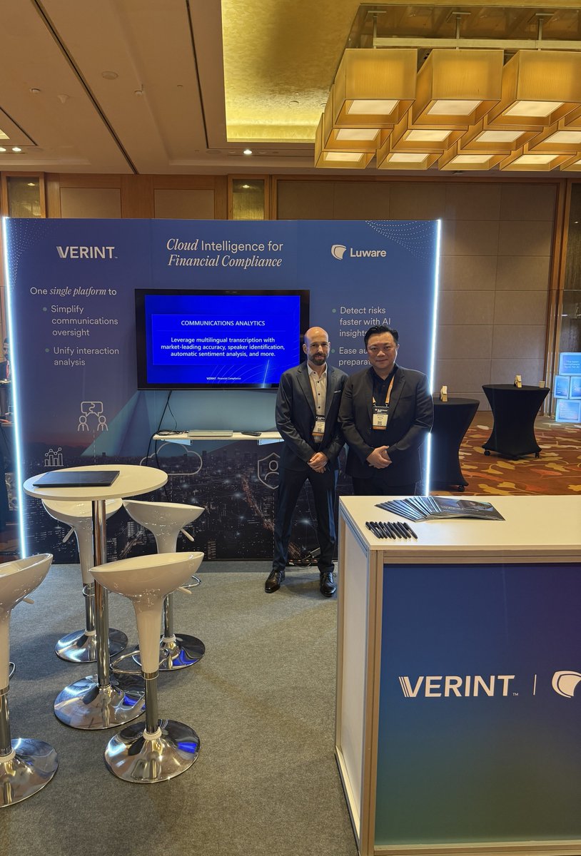luware's tweet photo. What an insightful day at #xlodsingapore! Many thanks to our partner Verint for joining us at the booth.

But while the event is over, our compliance recording experts are not going home just yet. Keep your eyes open as we have some exciting news to share soon. https://t.co/HwKFX7NBxr