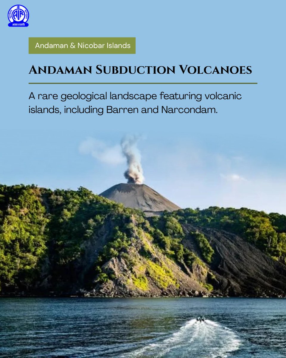 IndEmbMoscow's tweet photo. UNESCO adds the Andaman Subduction Volcanoes, comprising Narcondam Island and Barren Island in the Andaman and Nicobar Islands, to India’s World Heritage Tentative List.

Shaped by the Indian Plate sliding beneath the Burma microplate, these two volcanic islands bring together dramatic volcanic landscapes and unique island ecosystems, home to the endemic Narcondam Hornbill, set amid vibrant coral reefs and rich marine life.

🔗 https://t.co/wr6qS3JumM

@UNESCO @PMOIndia @MEAIndia @vkumar1969 @IndianDiplomacy @PIB_India @DDNewslive @airnewsalerts @incredibleindia @MinOfCultureGoI @IndiaAtUNESCO @VishalVSharma7

#IncredibleIndia #VisitIndia