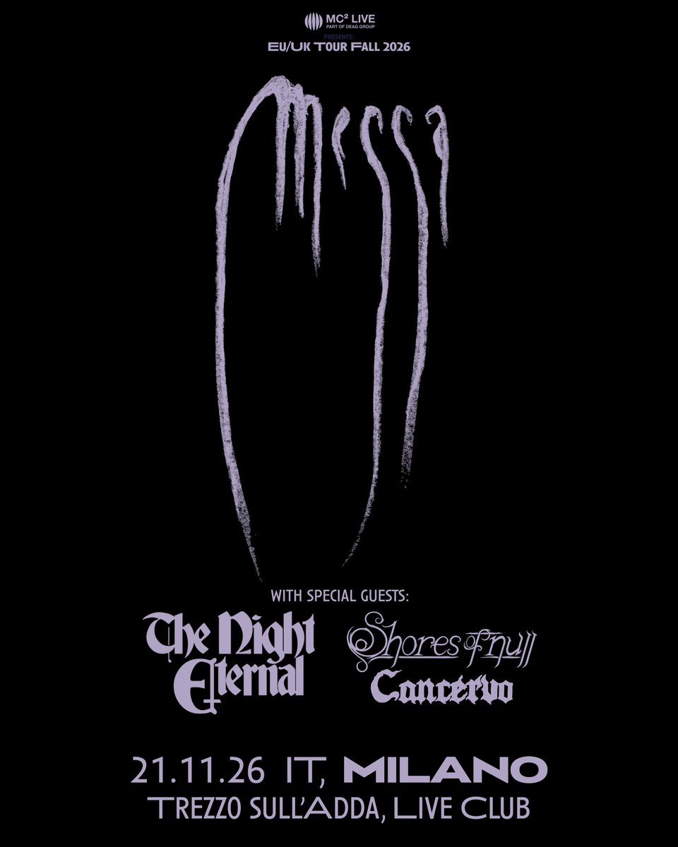 messa_project's tweet photo. Milano, manca un mese esatto allo show che chiuderà il nostro ultimo tour del 2026! Ci vediamo il 21 Novembre al Live Club di Trezzo sull'Adda per festeggiare insieme.

I biglietti sono disponibili qui: https://t.co/ADR1KETIVm https://t.co/uflXCdIPgM