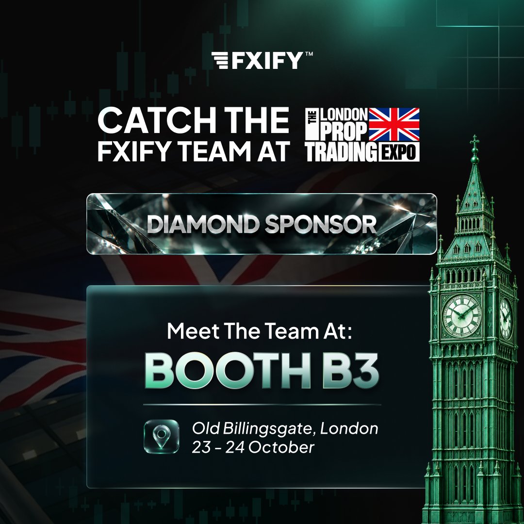 fxifycom's tweet photo. Catch us in London! 

The FXIFY team will be at Old Billingsgate for The London Prop Trading Expo. 

Find us at BOOTH B3 to discover what’s next for prop trading and connect with the team.

🗓️ 23–24 October 
📍 Old Billingsgate, London | Booth B3

See you there! 👋

#FXIFY #TradingCommunity #LondonExpo #Forex