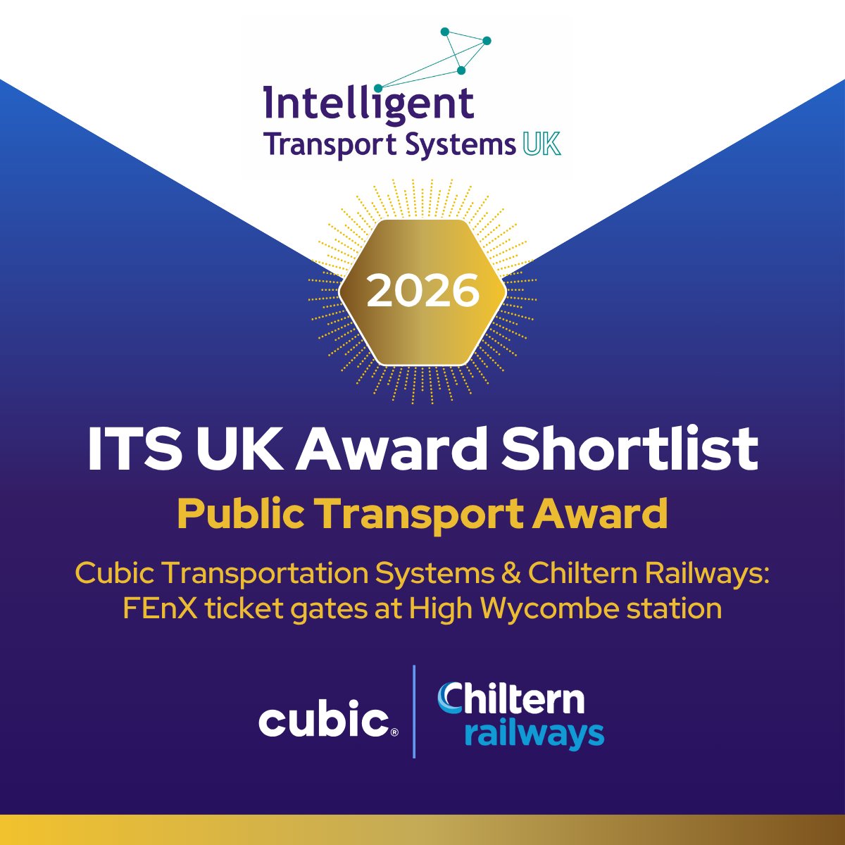 CubicTS's tweet photo. 🎉 Proud moment: Cubic and @chilternrailway have been shortlisted for the @its_uk_org Public Transport Award!

FEnX ticket gates at High Wycombe station are being recognized for bringing together fare revenue protection, passenger safety, and inclusive access in one solution.

Nine new gates now serve High Wycombe, making it the UK’s first station with a complete FEnX gateline. The installation brings breakthrough-resistant, accessible design, intelligent sensing, and computer vision to create a safer, more responsive experience.

The gates detect movement through each aisle, distinguish valid journeys from tailgating or push-through attempts, slow or remain open when passengers need more time, and provide clear feedback through lights, audio, and on-gate messages without requiring staff to intervene physically.

Beyond the technology, this project represents close collaboration across product design, installation, station operations, passenger communication, training and assurance.

Thrilled with what we've built together with Chiltern Railways and looking forward to the award winner announcement at the ITS UK President’s Dinner on Tuesday 10 November!

👉 https://t.co/WWnXjmkK9A

#UK #PublicTransport #UKRail #FareGates #TicketGates #Buckinghamshire #England