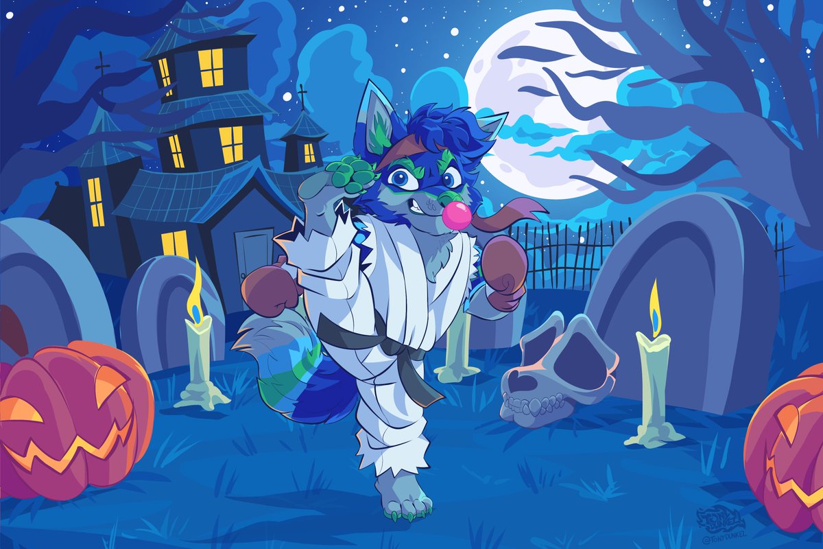 RiggyFolf's tweet photo. Kicking paws and blowing bubble gum on spooky/candy month 🎃👻🐾🫧🍬

🎨: @TonyDunkel https://t.co/4gq8qqvLM2