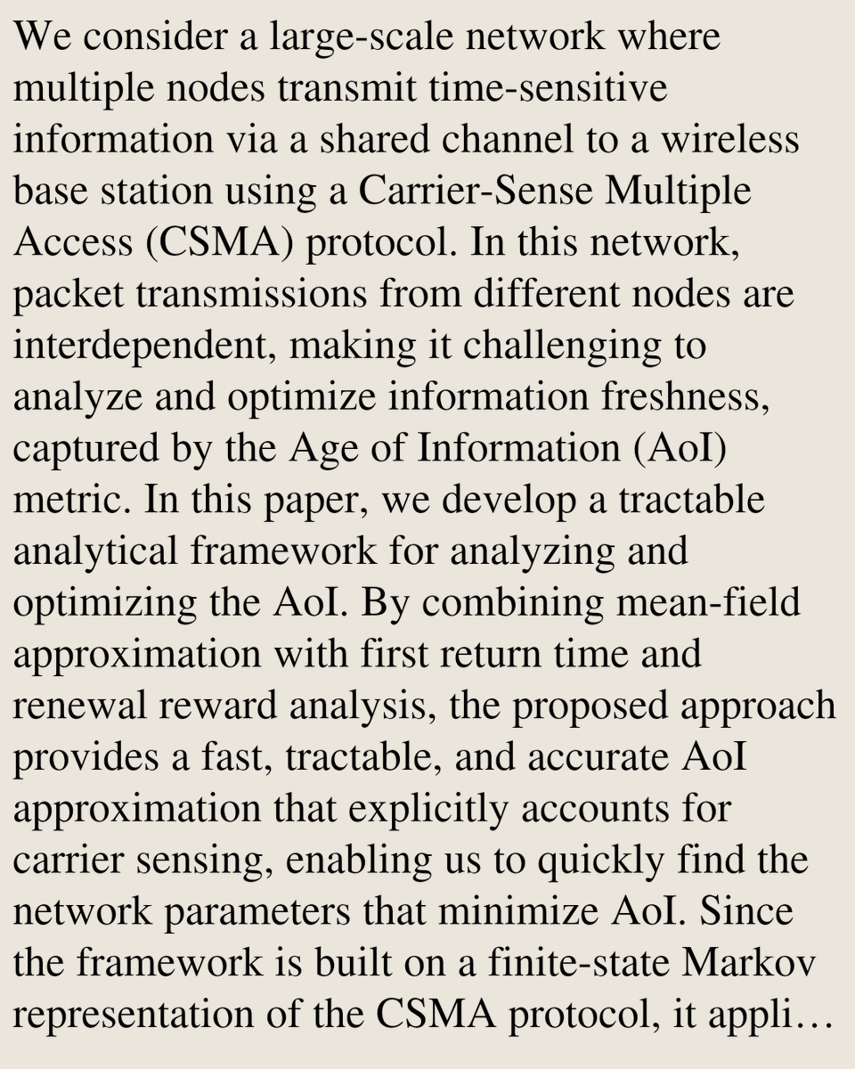 USB's tweet photo. Analysis and Optimization of Age of Information in Large-Scale Random Access Networks

Yueqi Chen, Siqi Fan, Zhuoyi Zhao, I-Hong Hou, Igor Kadota
https://t.co/DvwVJ0Ck7l [𝚌𝚜.𝙽𝙸] https://t.co/WYzW8HBTtU