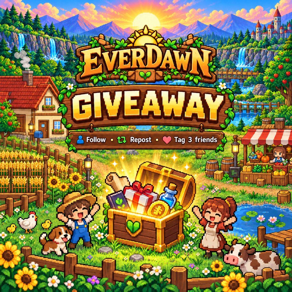 EverDawn_xyz's tweet photo. 🌅 EVERDAWN 1 SOL GIVEAWAY! 🎁

We're giving away 1 $SOL  to 5 lucky winners! 🌾

🏆 5 Winners — 0.2 SOL each!

🎁 How to enter:
🤝 Follow @EverDawn_xyz
❤️ Like & Repost
👥 Tag 3 future farmers in the comments!

Your journey in Everdawn starts here! 🌻
Good luck, future farmers! 🍀
