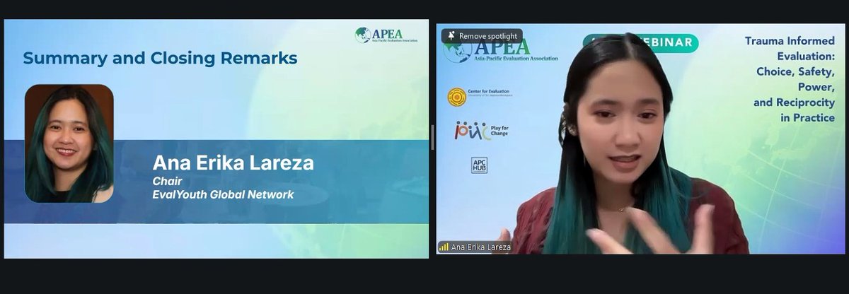 APEAeval's tweet photo. 🌏 Taking the learning forward!

@aelareza , Chair @Eval_Youth reminding us of the importance of building evaluation practices that are respectful, responsive, and attentive to the experiences of the people who contribute to them

Let’s carry these principles into practice! https://t.co/P5jggFiVDv