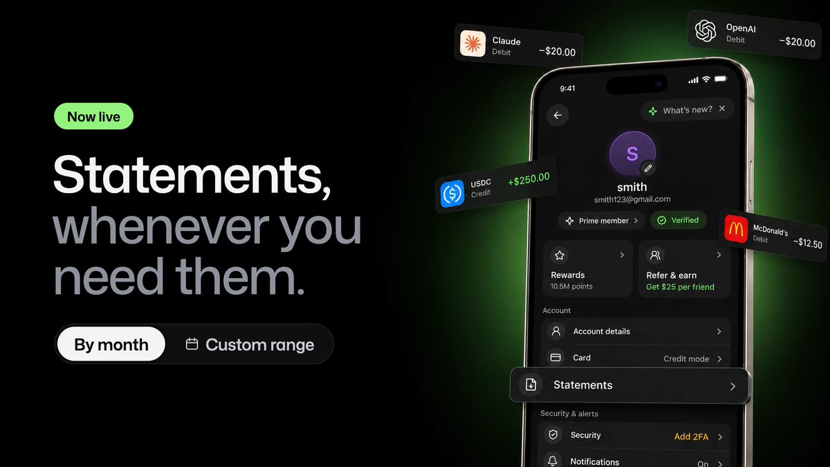 SolidYield's tweet photo. 📝 Statements are now live on Solid.

Download yours for any month, or pick a custom date range.

Handy for taxes, expense reports and keeping your records in one place.

Profile → Statements