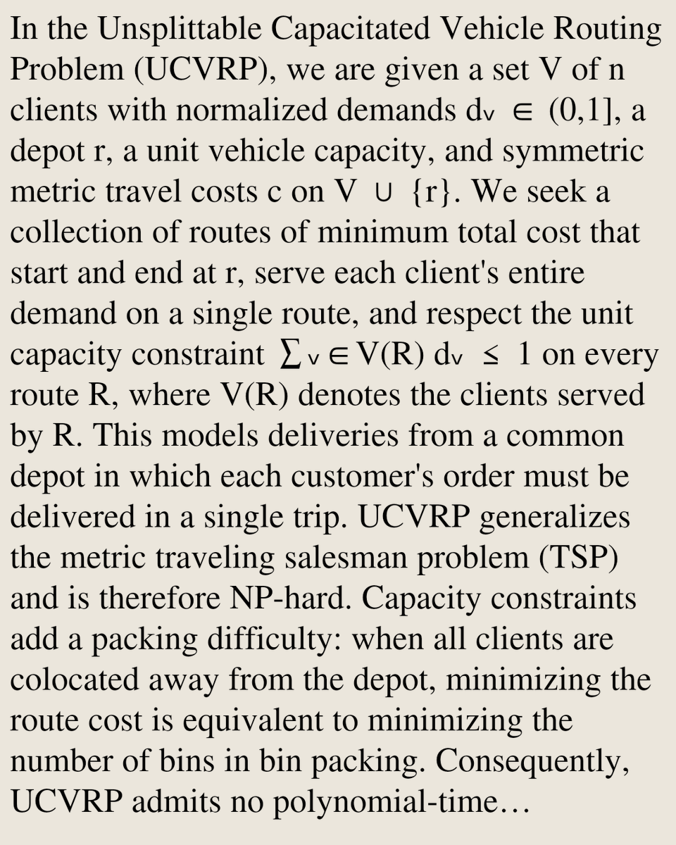 AlgorithmPapers's tweet photo. Improved Approximation for Unsplittable Capacitated Vehicle Routing Using Quota Trees

Zhenyu Wang
https://t.co/d7UvclW8E1 [𝚌𝚜.𝙳𝚂] https://t.co/FiLhNTUduD