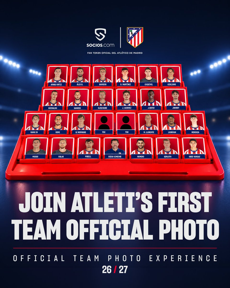socios's tweet photo. The family photos can move over. There could be a new favourite coming. 📸 🔴⚪

Join @Atleti’s first team for the official team photo through @socios. Two fans will get that chance.

You could be one of them. 🫵 https://t.co/2Um9B45bjP
