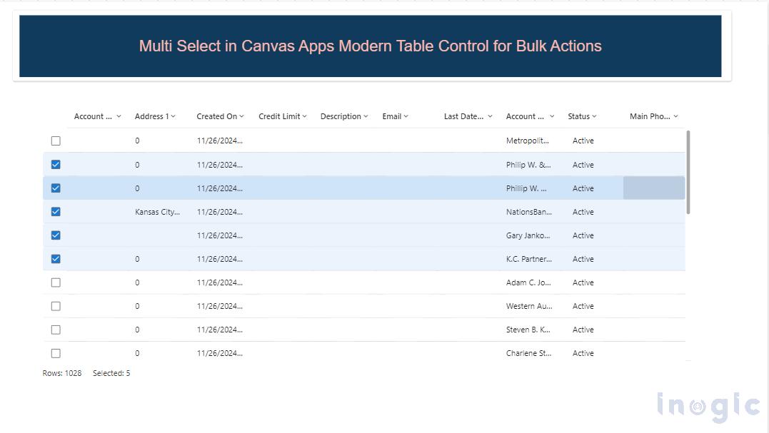 inogic's tweet photo. Want to perform bulk actions directly from your app table?
Here’s how to implement multi-select table control in Microsoft Power Apps. 👇
https://t.co/UFX4VJZhOM
#PowerApps #LowCode #PowerPlatform https://t.co/BDDH6QyzgZ