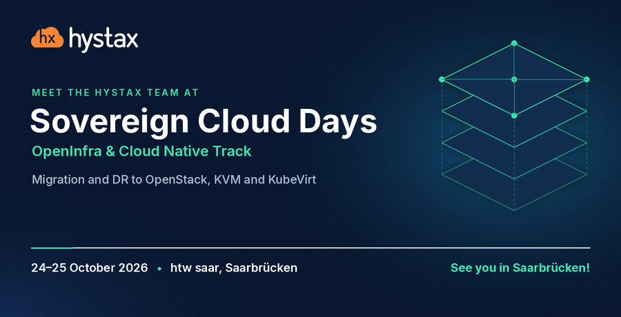 nssven's tweet photo. The Hystax team will be at Sovereign Cloud Days – OpenInfra &amp; Cloud Native Track, 24–25 Oct, htw saar, Saarbrücken.
Running OpenStack or KubeVirt in production, or planning a VMware exit? Let’s compare notes over coffee ☕
DM us to meet.
#SovereignCloudDays #OpenInfra #OpenStack https://t.co/2T05P7OZfR