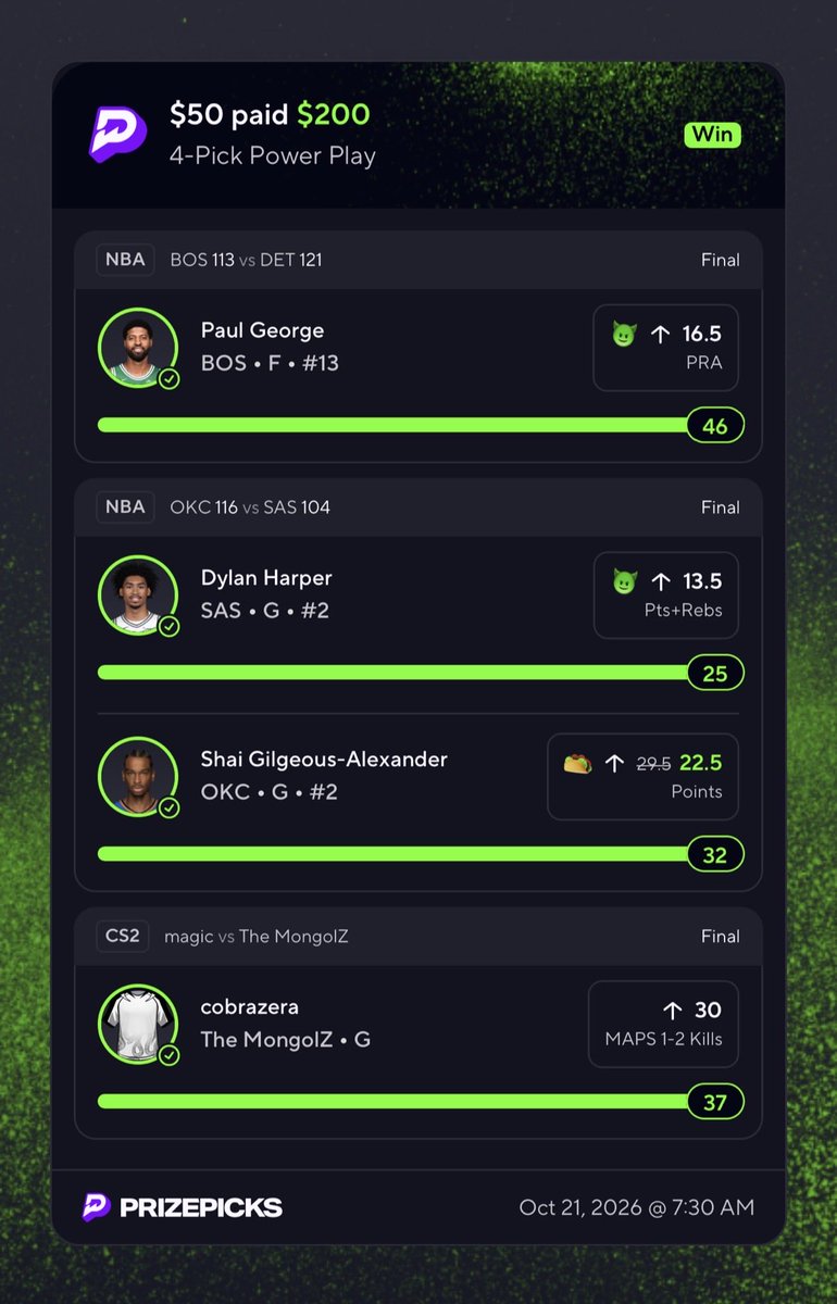 Sensei_Parlay's tweet photo. Senzu 😢

#PrizePicks #PrizePicksPicks #TacoTuesday #TacoPicks #NBA #NBAPicks #SGA #ShaiGilgeousAlexander #DylanHarper #PaulGeorge #CS2 #CounterStrike2 #CS2Betting #EsportsBetting #TheMongolZ #FaZeClan #PlayerProps #SportsBetting #ParlayPicks #SenseiParlay #UnderdogFantasy https://t.co/pwul67nrMg