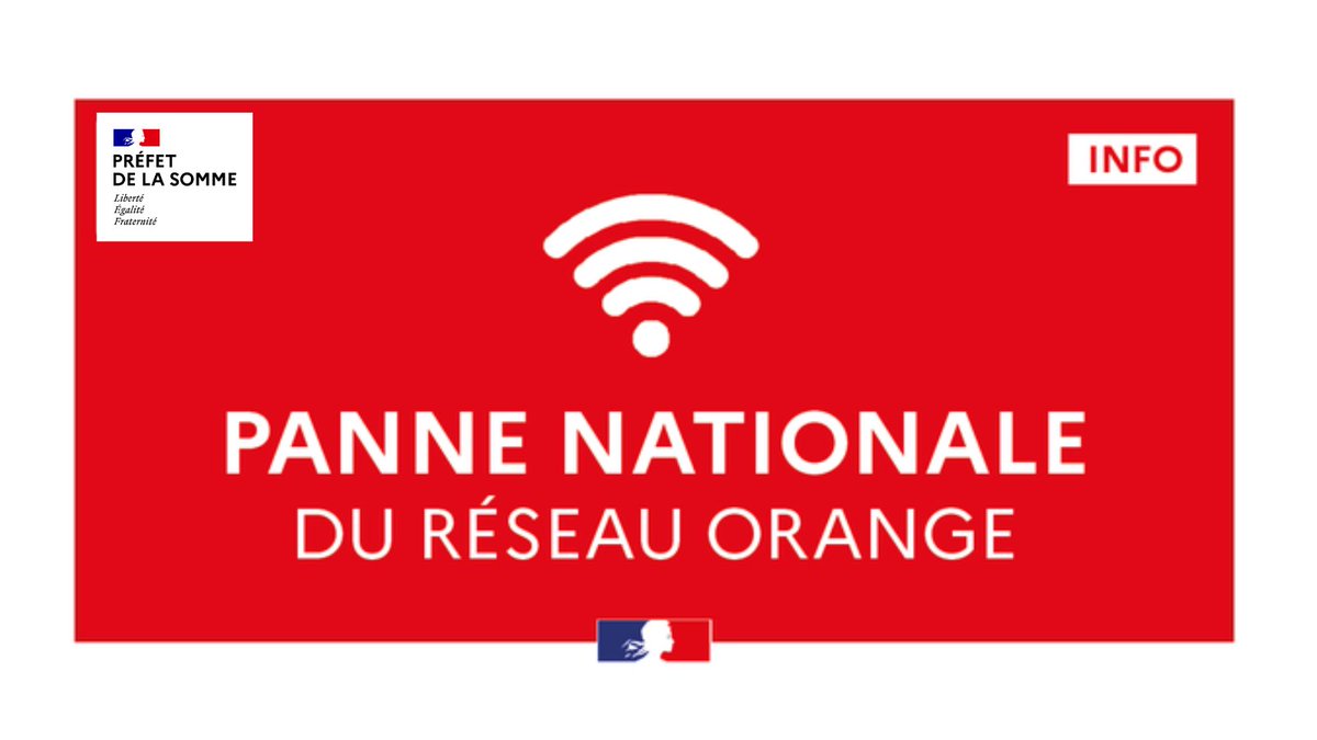 Prefet80's tweet photo. ⚠️#Info | Panne nationale Orange &amp; Sosh

Une panne affecte les réseaux mobile et internet depuis ce mercredi 21 octobre.

Il est possible que vos appels au 15, 17 ou 18 n'aboutissent pas.

📞 Dans ce cas, composez immédiatement le 112  ou utilisez une ligne fixe. https://t.co/b7W555nJ2z