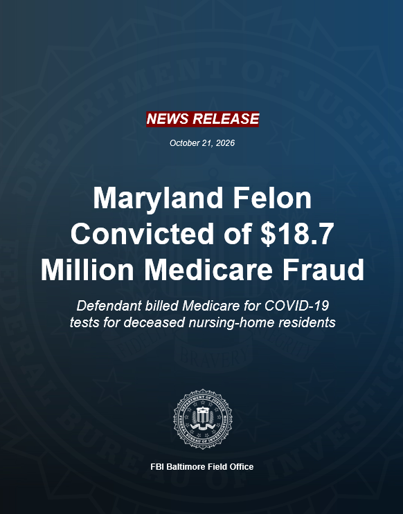 FBIBaltimore's tweet photo. After an @FBIBaltimore @OIGatHHS investigation, a jury found 42-year-old Patrick Britton-Harr of Annapolis guilty of fraudulently billing Medicare more than $18 million for expensive respiratory tests that nursing home residents did not need, physicians did not order, and, in many cases, were never performed. He used the proceeds from his fraud scheme to fund a lavish lifestyle, purchasing, among other things, a $112,500 Porsche 911, and making $25,000 monthly mortgage payments on his Annapolis waterfront mansion.
Read the @USAO_MD release: https://t.co/DryhlCu1x0