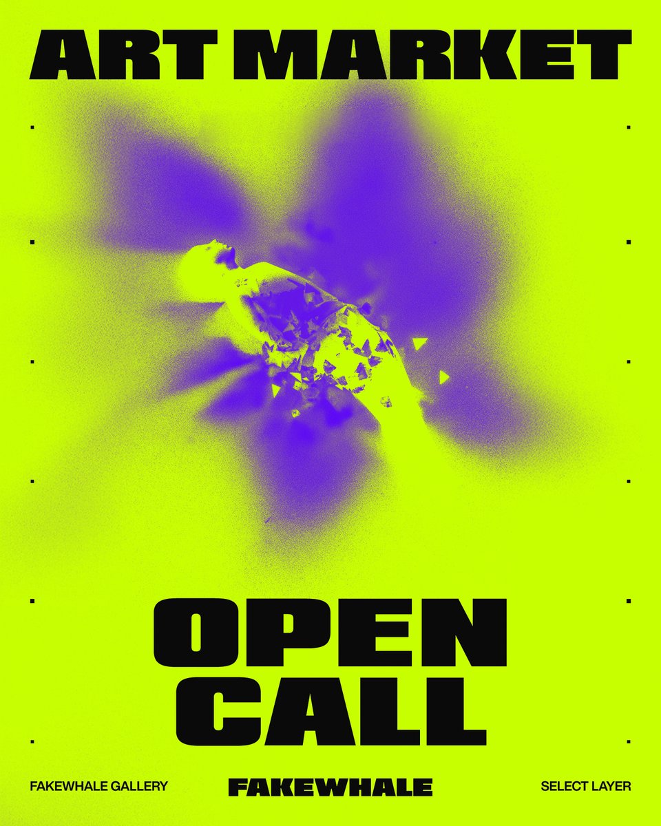 fakewhale_xyz's tweet photo. 𝗢𝗣𝗘𝗡 𝗖𝗔𝗟𝗟 ◉
𝗔𝗥𝗧 𝗠𝗔𝗥𝗞𝗘𝗧 𝟮𝟬𝟮𝟲

Attention all artists and collectors ↓

We are shaping the next lineup for the new program on @objktcom.

𝗧𝗼 𝗮𝗽𝗽𝗹𝘆: Tag your favorite artists in the comments below or submit your own work to be featured.
Artworks are welcome. No links.

𝗗𝗲𝗮𝗱𝗹𝗶𝗻𝗲: October 27th at 3:30 PM CET

Share to spread the word! ↓