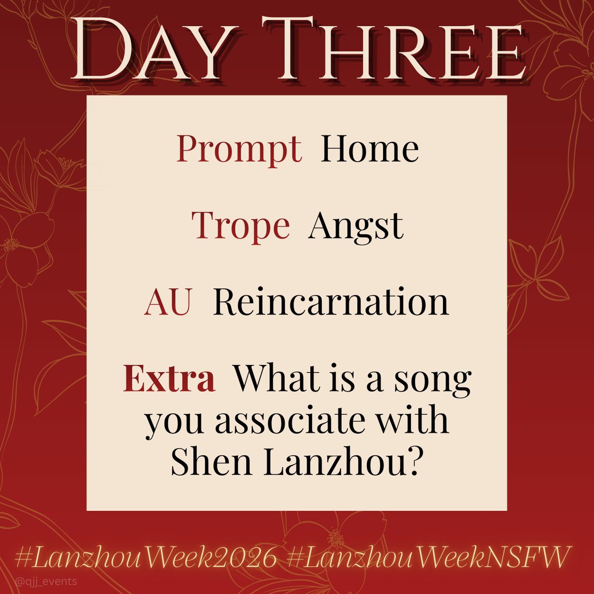 QJJ_Events's tweet photo. Shen Zechuan Birthday Week Day Three!

Today's prompts: Home - Angst - Reincarnation.

Today’s discussion: What is a song that you associate with Lanzhou?

Quote, reply, or post using the tag #LanzhouWeek2026!

#将进酒 #qiangjinjiu #qjj https://t.co/XJqr5F55M2