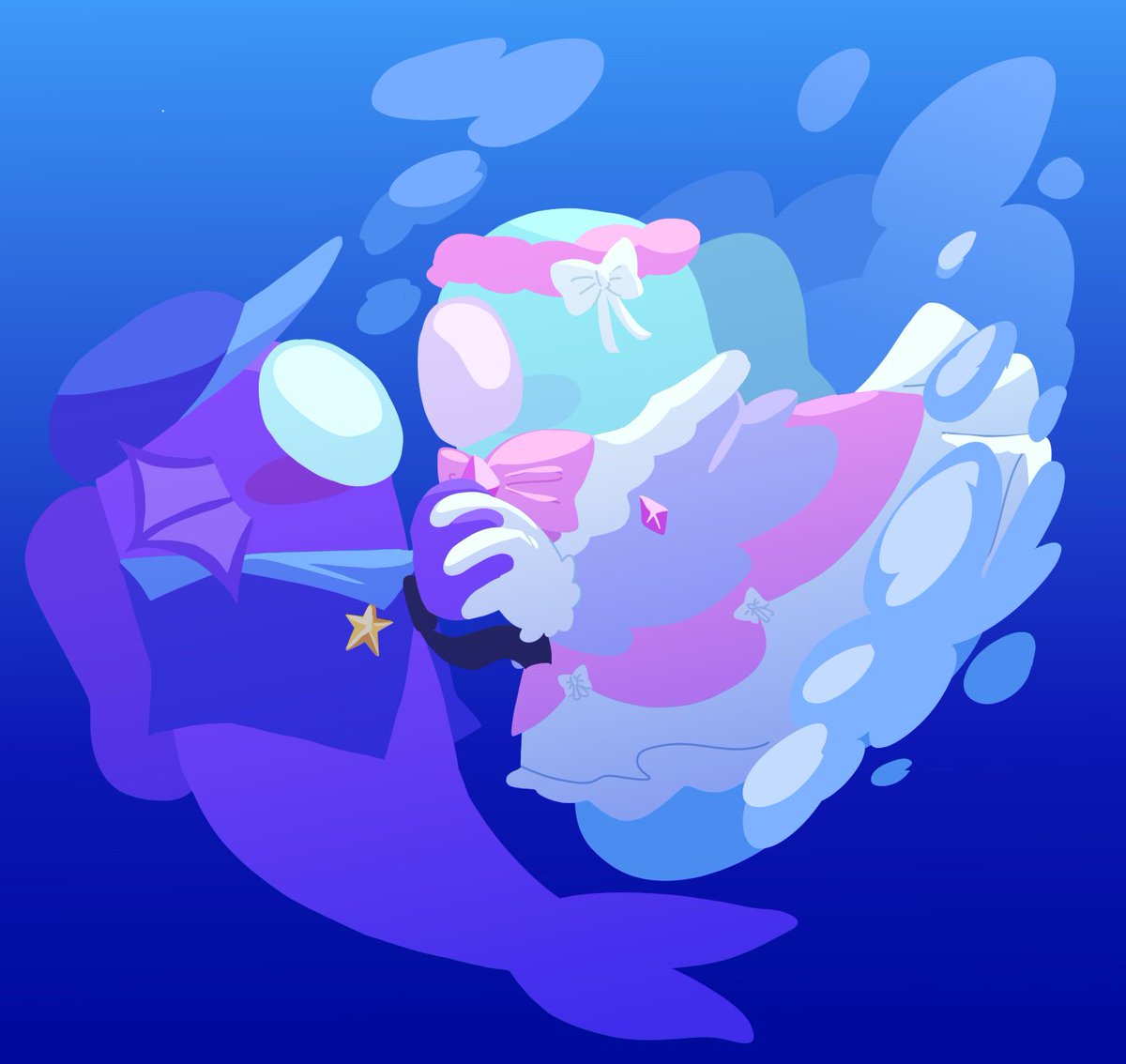 trustcamgem's tweet photo. princess (monarch?) cyan and mermaid purple... i love them sm
AU by @yamy0i 
#amongusshow #securitygem https://t.co/cSIRoQu23w