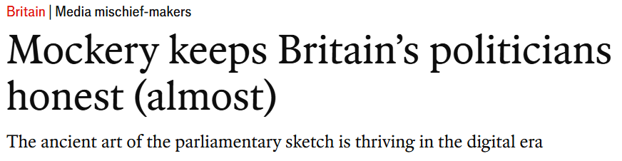 HugoGye's tweet photo. For @TheEconomist this week I've taken a look at how the ancient art of parliamentary sketch writing is somehow still thriving

Its practitioners tell me they keep politicians honest - by saying things that other journalists can't https://t.co/8AeqPHkd4S