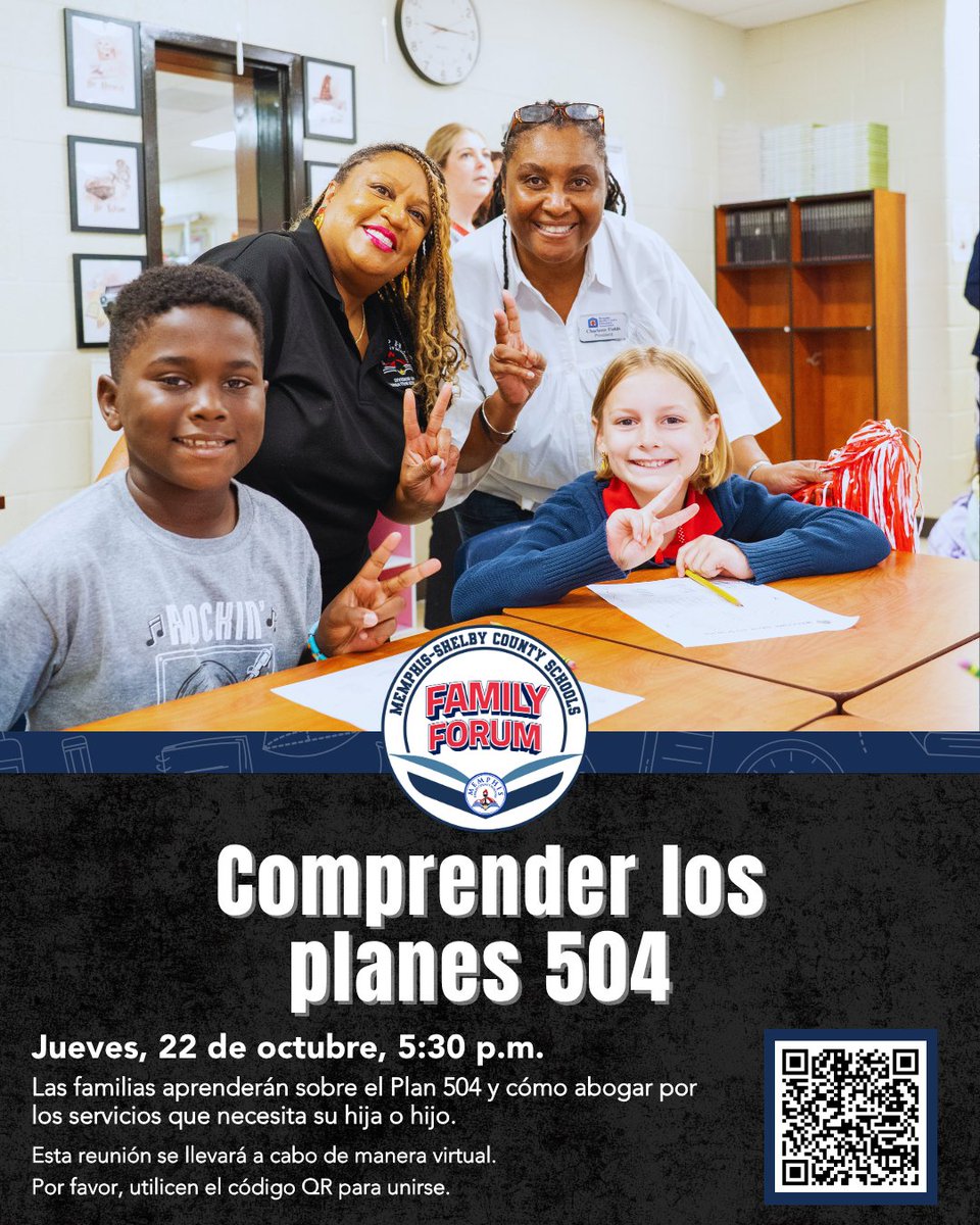 MSCSK12's tweet photo. Do you have questions about 504 Plans? Join us Thursday for a virtual MSCS Family Forum to learn how 504 Plans support students and how you can advocate for the services your child needs to succeed.

#GreatnessGrowsHere https://t.co/WmQh2asMMB
