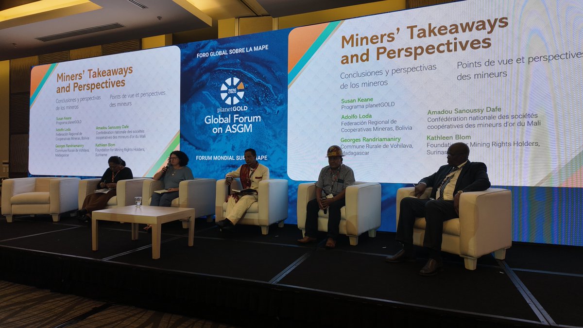 planetGOLD_org's tweet photo. ⛏️ At the heart of the 2026 planetGOLD Global Forum are the miners themselves.  

As the Forum drew toward its close, this session created space for miners to reflect on what they heard, what resonated with them, and the future they want to help build. https://t.co/2TI9kORbuJ