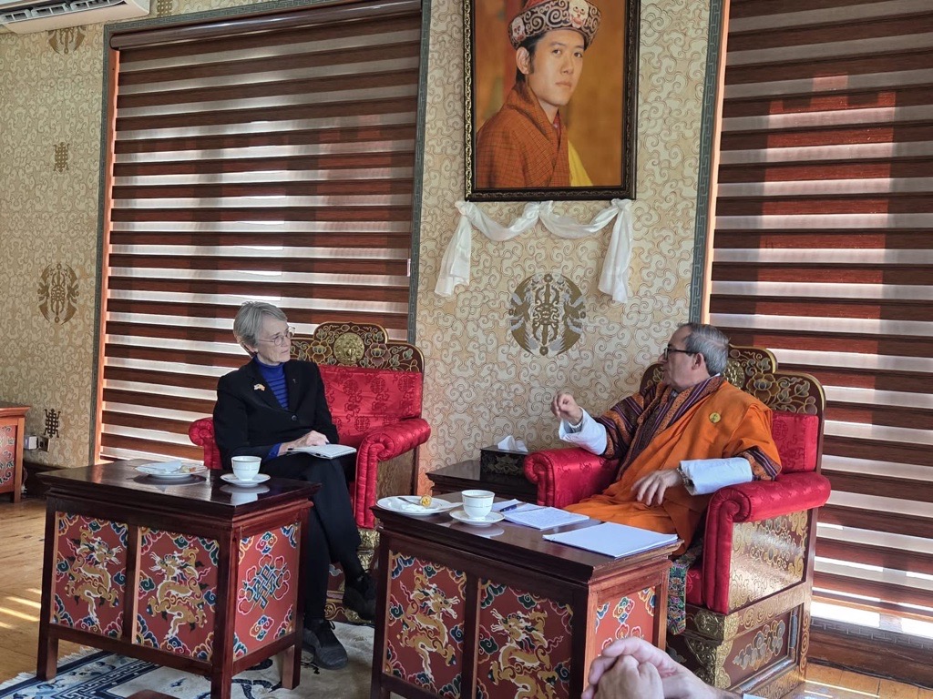 UTEPPresident's tweet photo. The Kingdom of Bhutan and UTEP have enjoyed a longstanding partnership, so it is an honor to travel to the Himalayas to visit our friends. We are humbled by their hospitality. 

📸 Photo 1: Visit with His Excellency Dasho Tshering Tobgay, Prime Minister of Bhutan.

📸 Photo 2: Visit with His Excellency Lyonpo D.N. Dhungyel, Honorable Minister for Foreign Affairs.