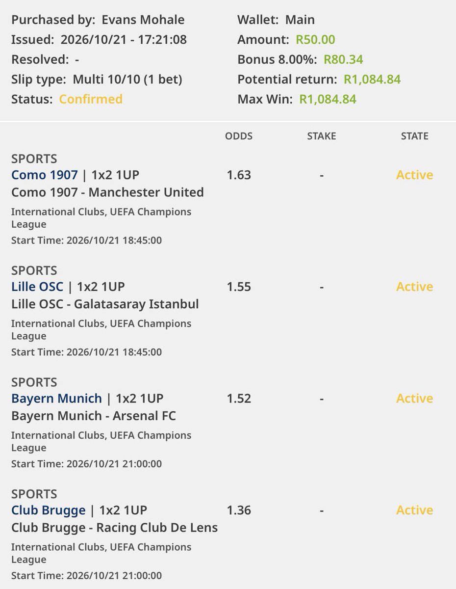 Mohale_Evans's tweet photo. I saw some good odds here. 
I did 1Up ✅🔥
A goal Lead for a Win 🏆 

Check Betfred here 👉 https://t.co/HUSs3j9u71

Booking Code 👉 03-868564
Link to my slip 👉 https://t.co/xRJM7gNttT https://t.co/jZ5tb0cjND