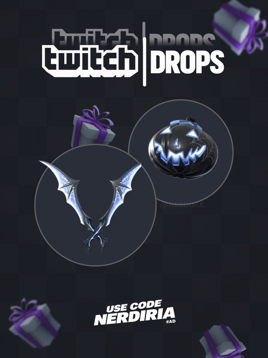 nerdiria's tweet photo. 🎁DROPS DA TWITCH! #fortnite 

Assista às transmissões do Campeonato Mobile de @fortnite na @twitch neste fim de semana!

- 24 de outubro: Mochila Aboborito Meia-noite

- 25 de outubro: Picareta Asas de Morcego da Meia-noite https://t.co/jyQplwabdA