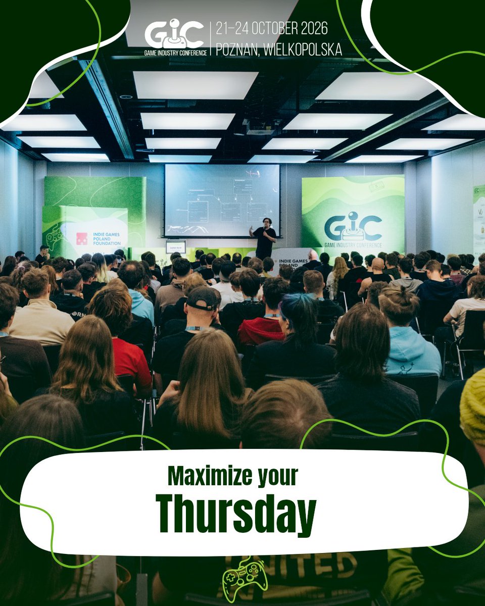 gdcon's tweet photo. We want you to make the most of the GIC’26 😎 so take a look at the biggest events and sessions of Thursday - first day of the core conference. 👇

🟢 9:30 - start of the GameDev Investment Forum and Geek Startups & Feedback Battle Royale
🟢 10:00 - start of the Game Industry Conference talks, Legal Summit, and CTRL + ALT + PROMOTE - Games Marketing Summit
🟢 11:00 - Business Meeting Zone (Floor 1), B2B Exhibition Zone, and Geek Careers (both Floor 0) open
🟢 14:00 - start of the GIC Audio Summit
🟢 20:30 - GIC Party, TAMA (GIC Premium & Business Pass holders)