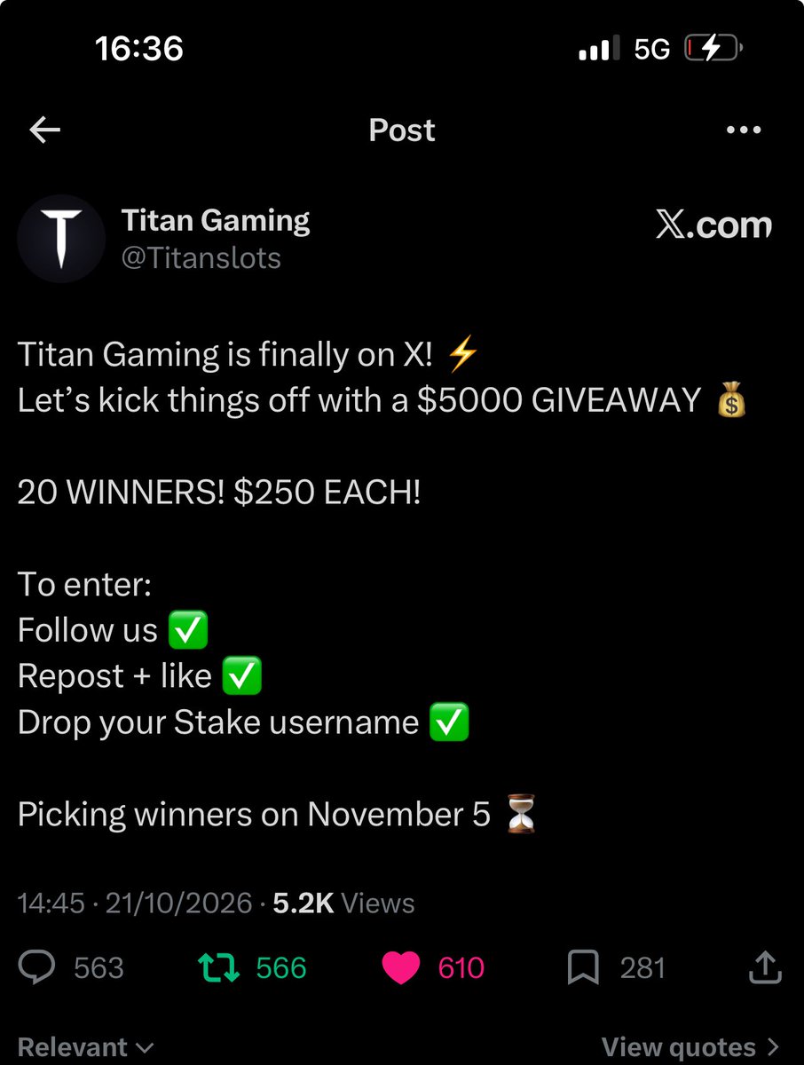 ChykaminC's tweet photo. @Titanslots Let’s go! Titan finally on X! 🔥… ready for that $5000 kickoff!

Stake id- ChykaChi 

Followed + Reposted + Liked! Good luck to everyone 🚀 https://t.co/7U9EtQJdgh