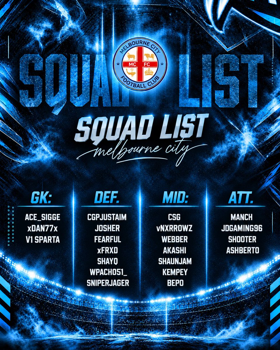 MelbourneCity71's tweet photo. @TheVFL_ S71 Squad List. https://t.co/j1NuYfZLJL