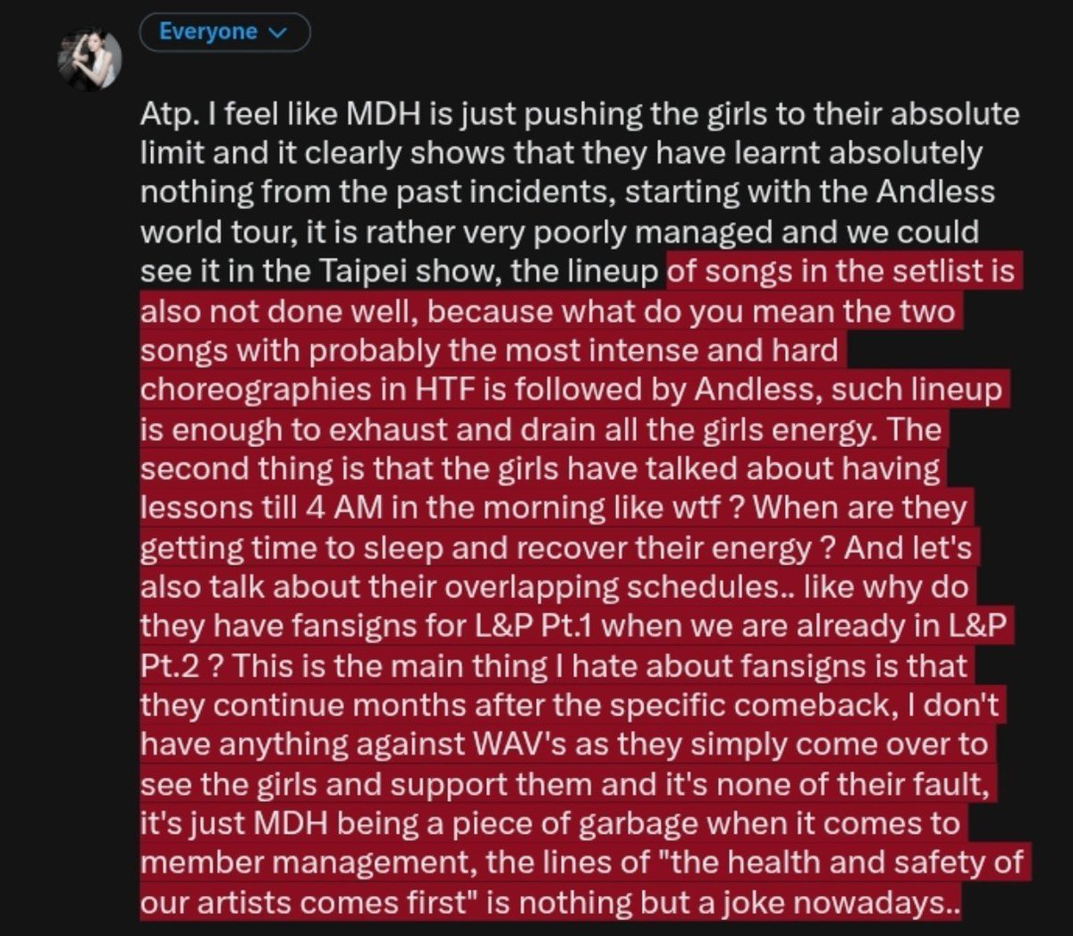 WAV_24DREAMS's tweet photo. I don't really like to speak on this topic, as it makes me feel worse, and I often have the mindset of 'things will get better overtime' but after seeing so much regarding tripleS, it has become pretty much impossible to ignore.
#tripleS https://t.co/CSWcVR2XTx