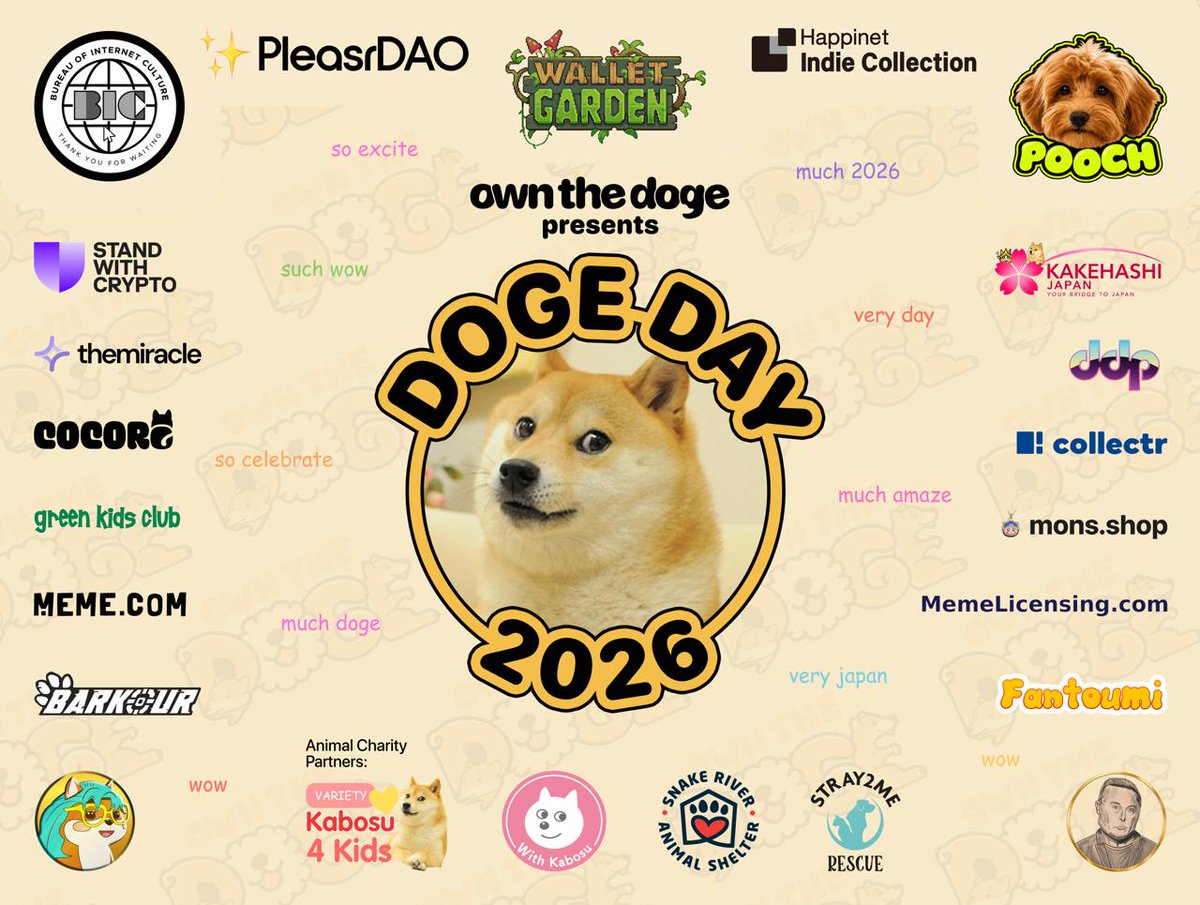 ownthedoge's tweet photo. Much thanks to our incredible Doge Day 2026 sponsors! https://t.co/dJYdaVl5V7
