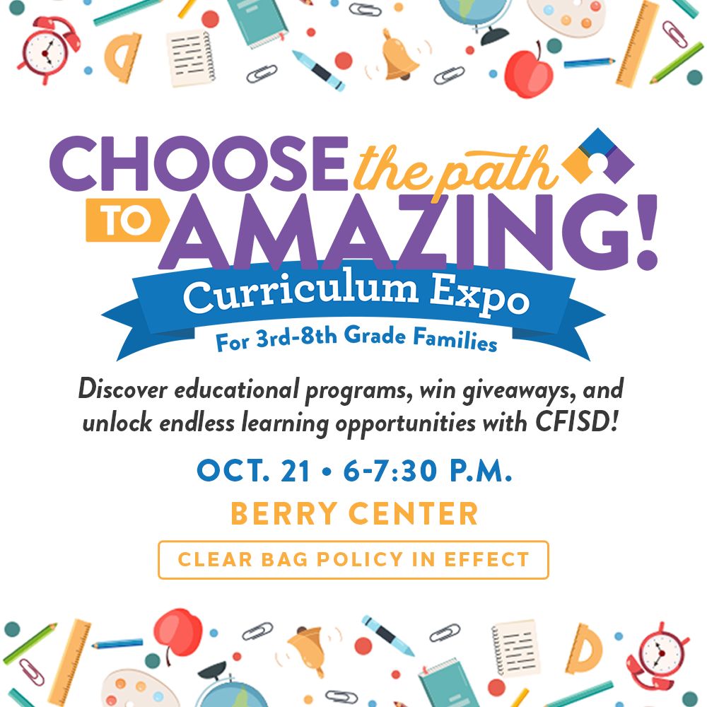 CFISDVirtual's tweet photo. Join us tonight at the CFISD Path to Amazing Curriculum Expo! https://t.co/DfCvwxrWgK