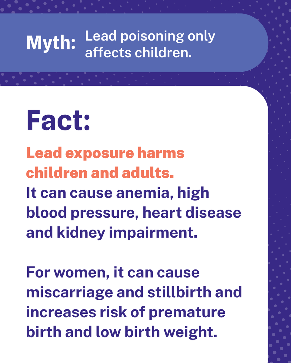 ResolveTSL's tweet photo. Myth or fact? Swipe to test what you know about lead poisoning, one of the world’s deadliest health threats.

This International Lead Poisoning Prevention Week, we’re dispelling common myths about lead and raising awareness about the harms of exposure. One of the biggest myths of all is that there’s nothing to be done to address the threats posed by lead.

Lead poisoning is preventable. We're working with governments and other partners to advance evidence-based policies that prevent lead poisoning and save lives. Learn more: https://t.co/bak6Esrna4