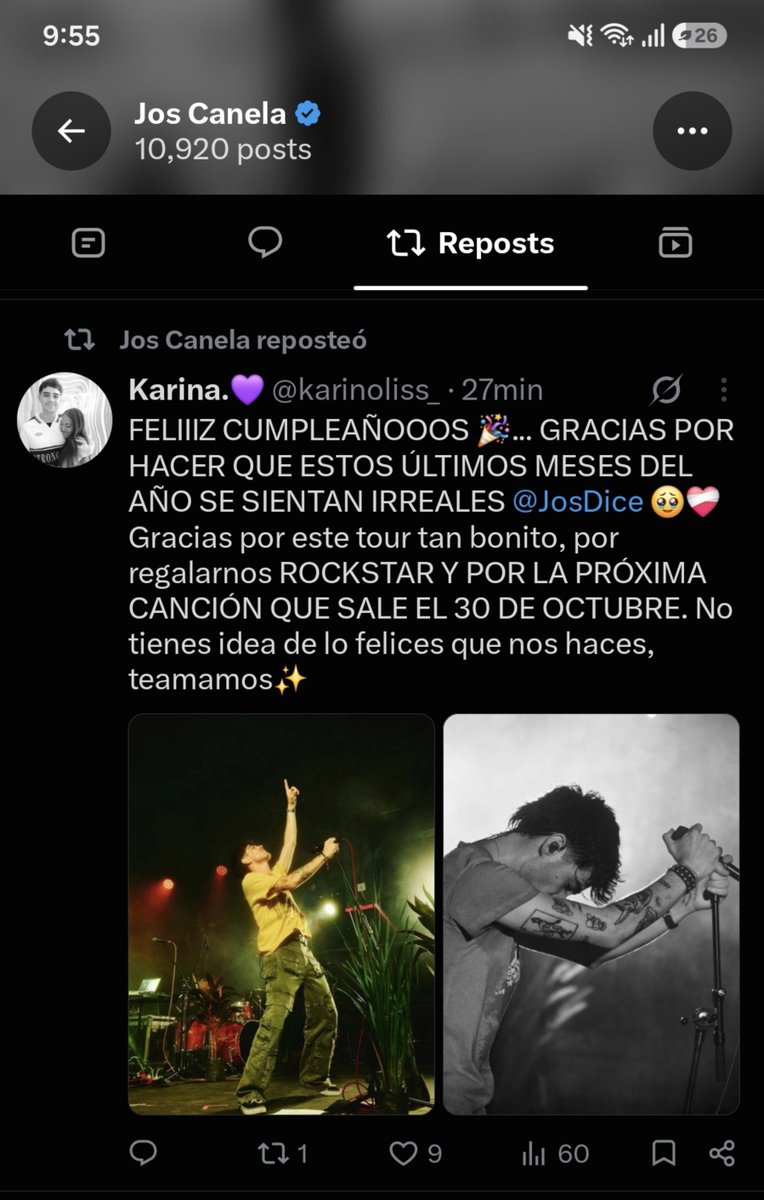 karinoliss_'s tweet photo. Mi cantante fav vio mi felicitación en su cumple, no puedo estar más feliz.🥹🥹❤️‍🩹 https://t.co/5k69BwWvVU