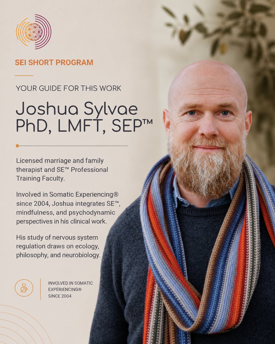 Somatic_Exp_Int's tweet photo. What role does the body play in psychedelic preparation and integration?

Join Joshua Sylvae, PhD, LMFT, SEP™, for The Somatic Side of Psychedelic Healing: Working with the Body in Preparation, Experience &amp; Integration. https://t.co/YFrS7ItnZO